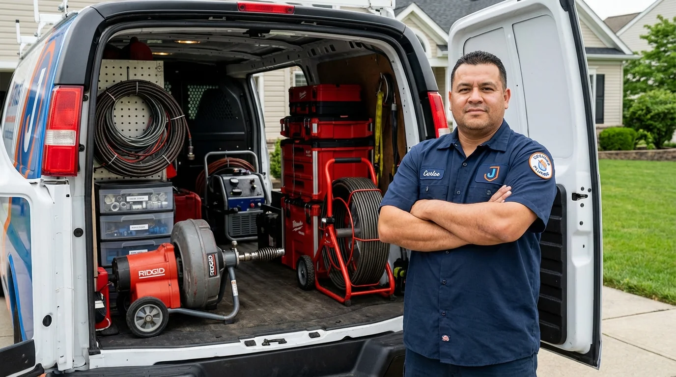 Professional drain cleaning equipment and Johns Plumbing LLC plumber in Groveport