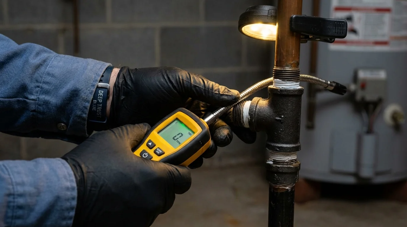 Gas leak detection with electronic sniffer by Johns Plumbing LLC in Groveport