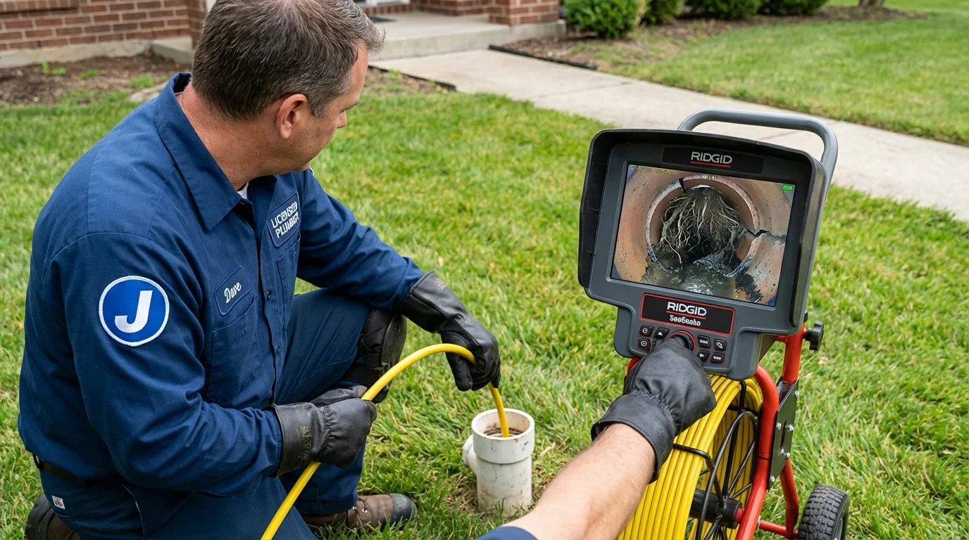 Sewer camera inspection being performed by Johns Plumbing LLC in Groveport